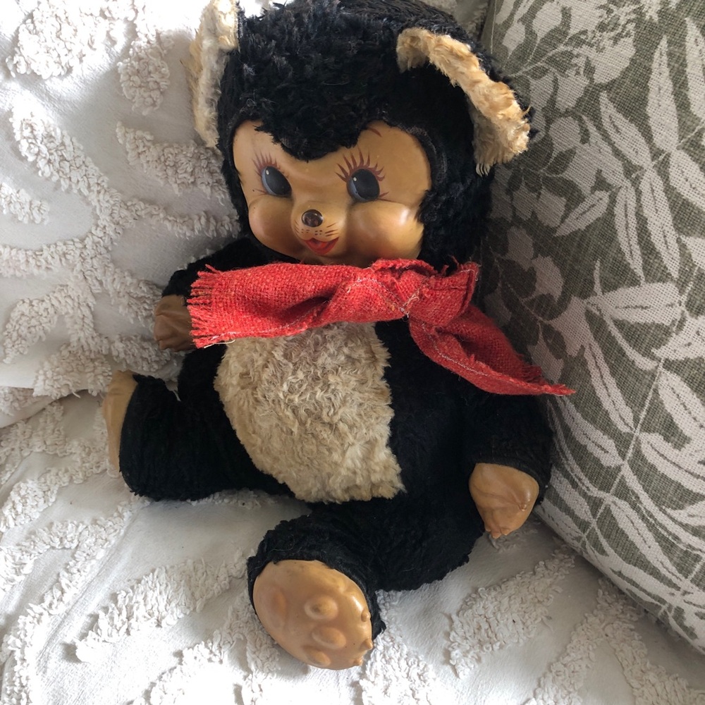 Rushton Rubber Face Chubby Tubby Bear 1950s Plush Stuffed Animal Toy 12 in